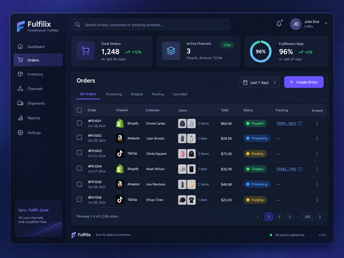 Order management mini dashboard