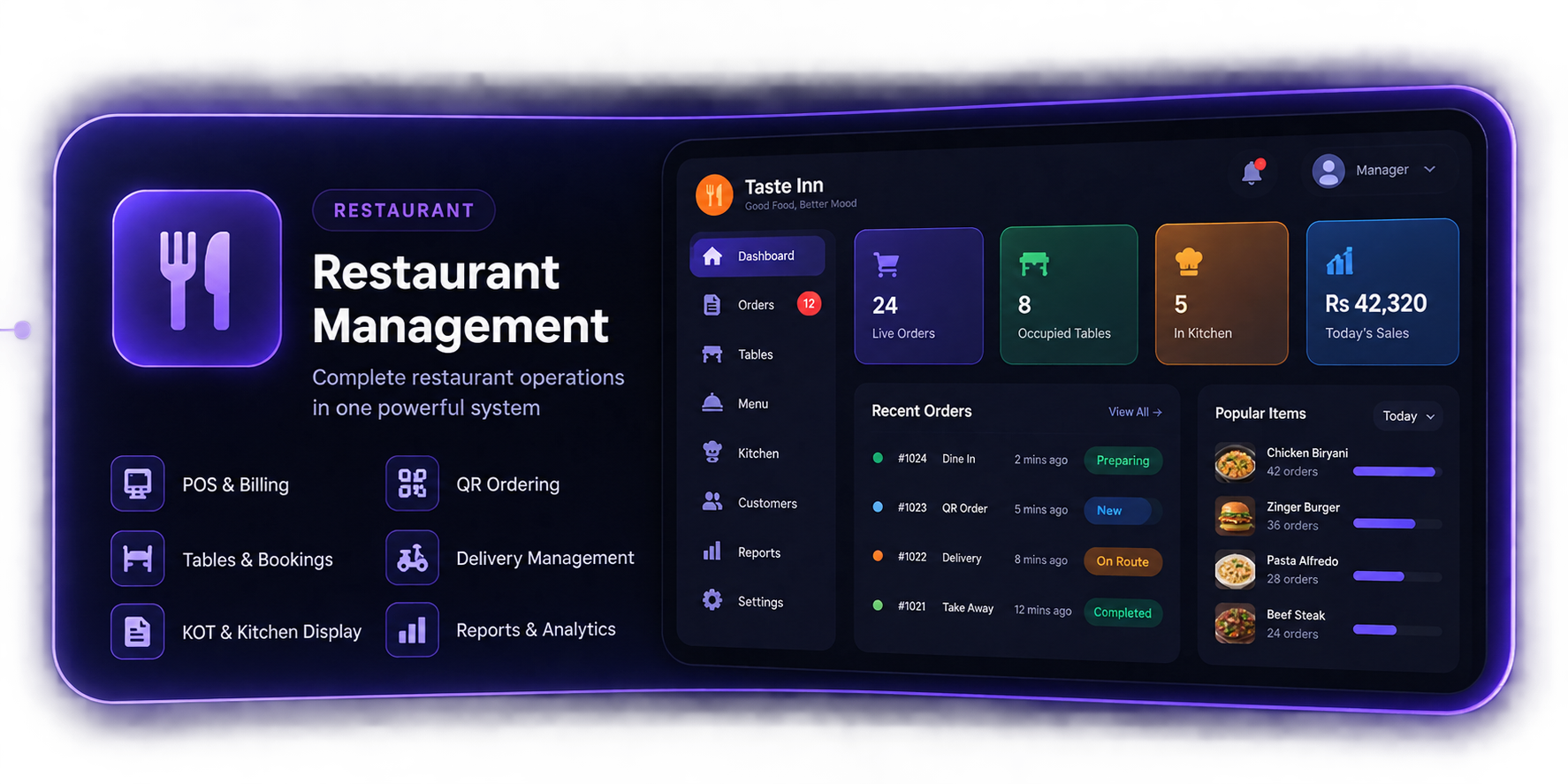 Restaurant management mini dashboard