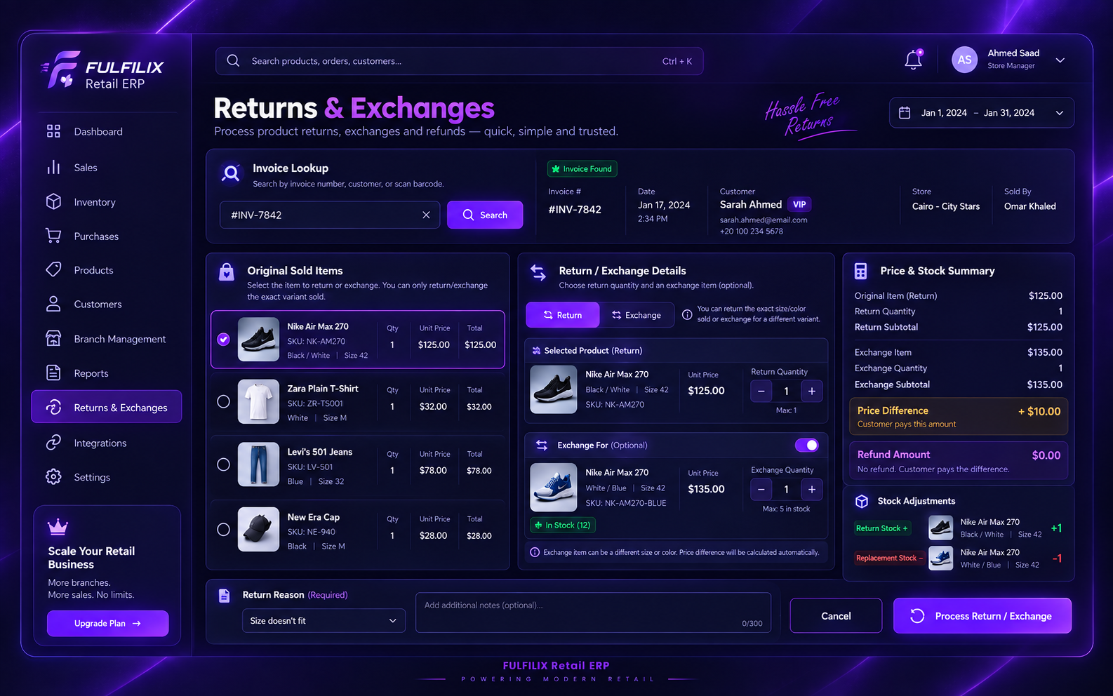 Fulfilix purchase order and supplier screen